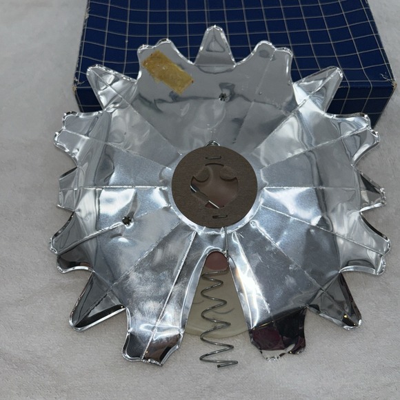 Vintage 70s Doubl Glo Christmas Foil Tree Top Santa Claus Box Paper Novelty Mfg - Picture 2 of 6